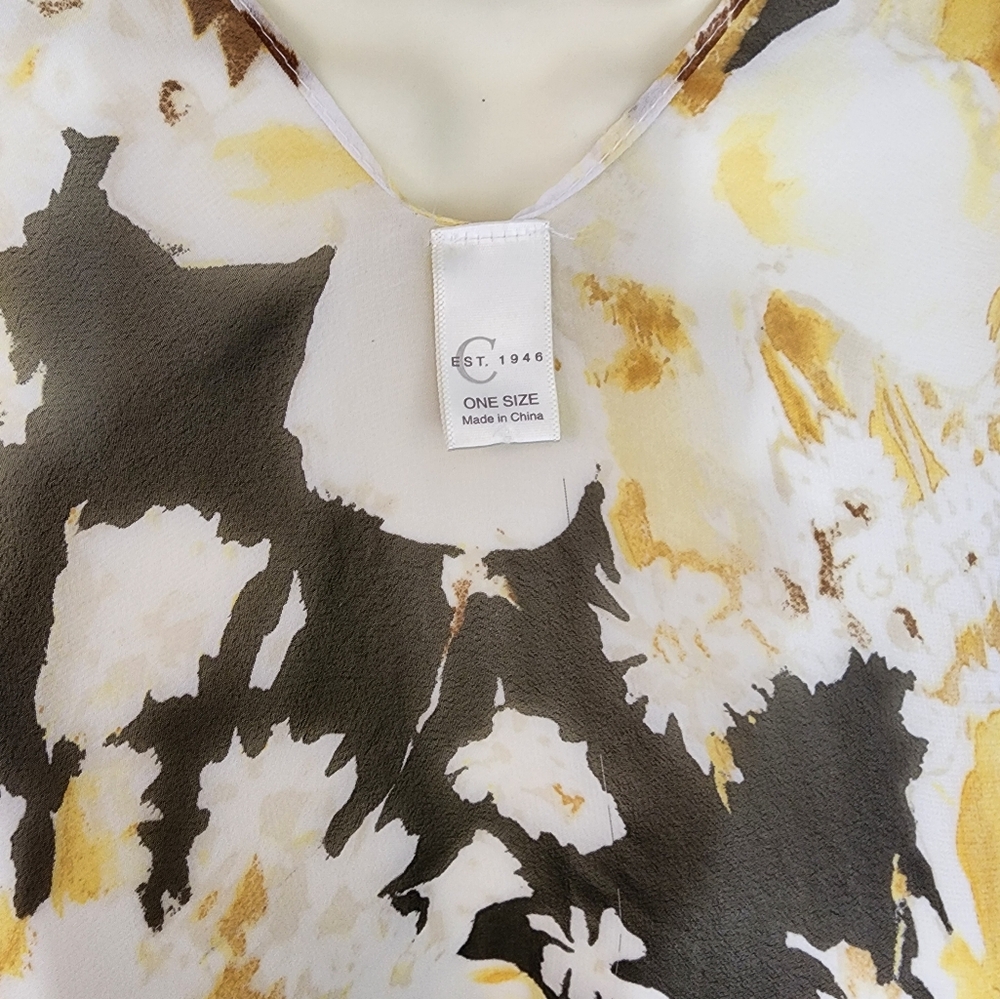 Est. 1946 Floral Semi Sheer Tassled Hem Kimono Style Cover Up Yellow Size OS - Picture 9 of 11